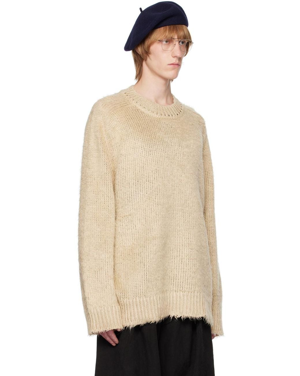 Maison Margiela Natural Beige Brushed Sweater for men