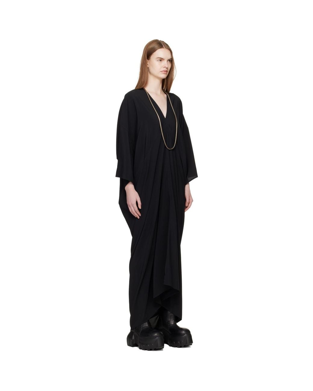 Rick Owens Black Temple Tommykite Maxi Dress