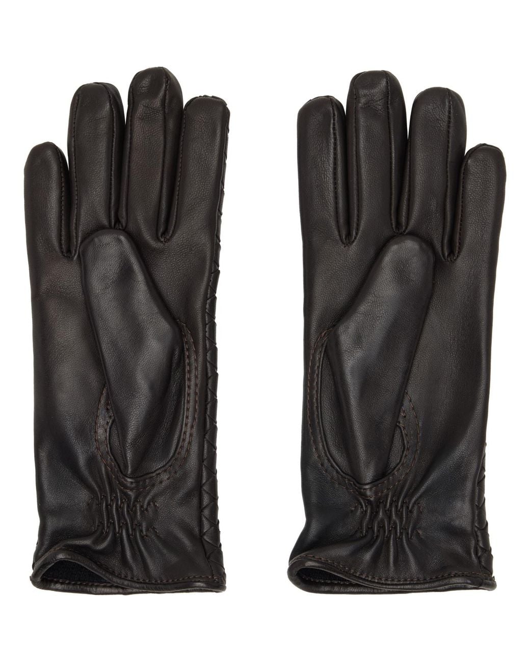 Bottega Veneta Black Intrecciato Leather Gloves