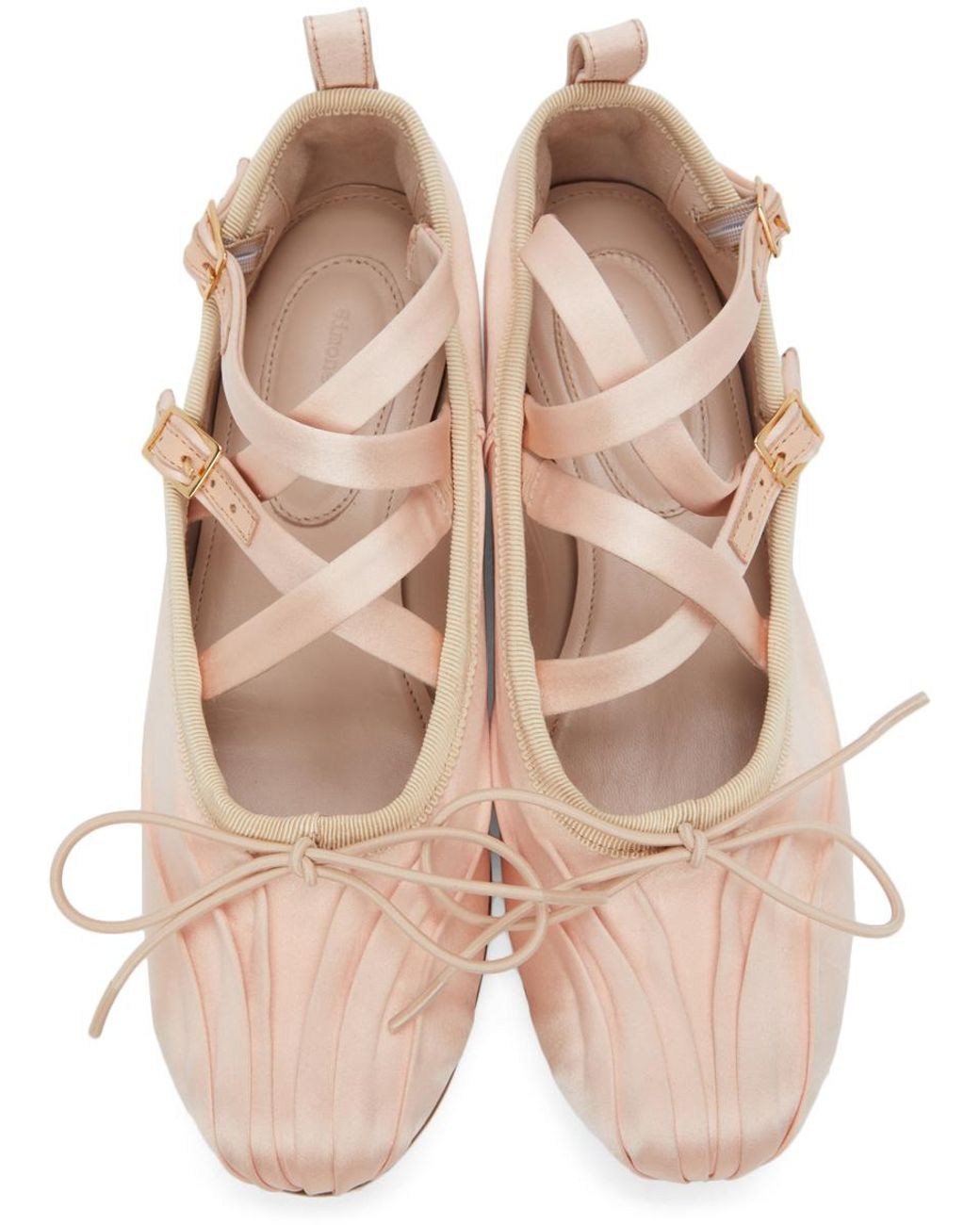 Simone Rocha Pink Satin Crisscross Ballerina Flats | Lyst