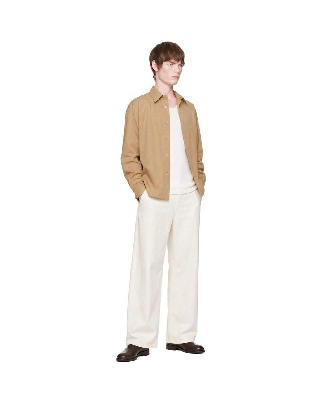 Studio Nicholson White Off- Paolo Wide Leg Jeans for men