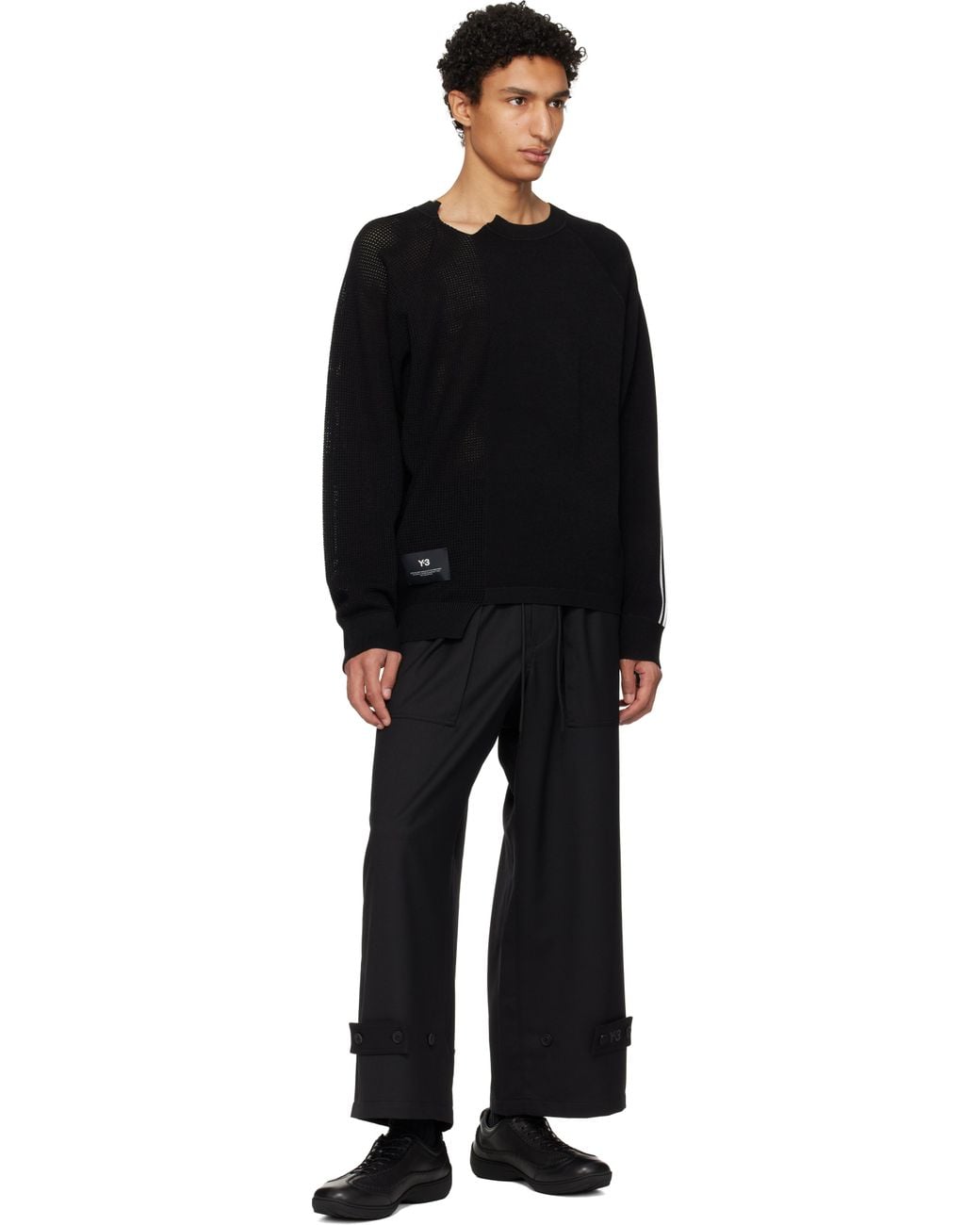 Y-3 Black Logo Knit Sweater for men