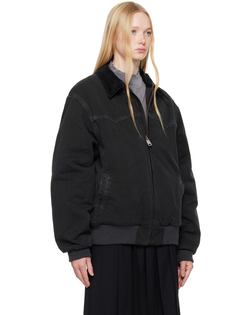 【関税込み】Maison Margiela ブラック Yoke Caban ジャケット DPTO — Black Cotton Oversized Padded Yoke Caban Jacket