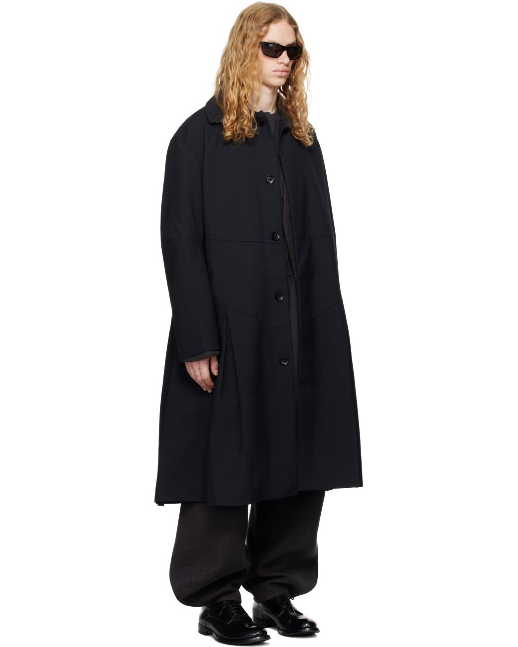 PET-TREE-KOR Resonance ブリーツコート ダークネイビー メンズ Pet Tree Kor ネイビー Resonance プリーツ コート ブラック | Lyst