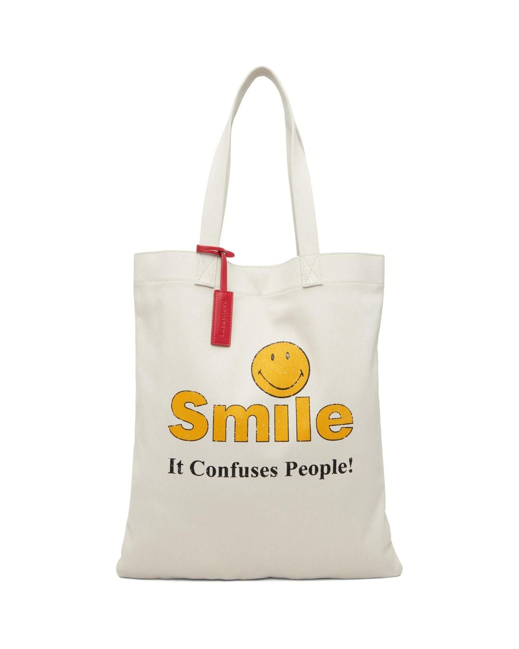 DSquared² Gray Off- Smiley Edition Shopping Tote for men
