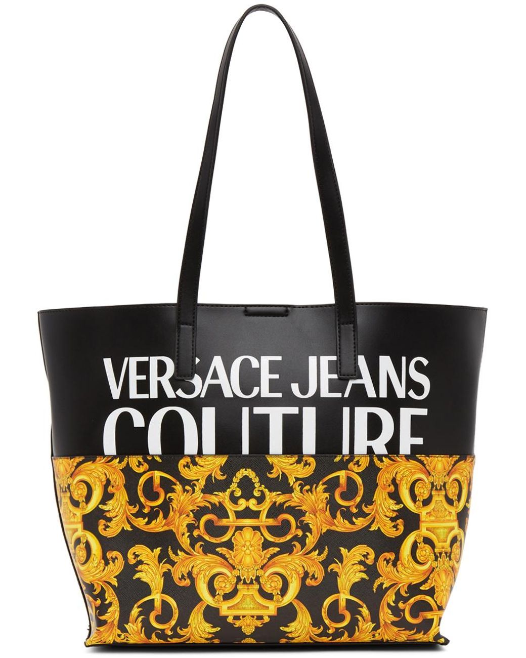 Versace Jeans Couture Black Baroque Logo Tote - Lyst