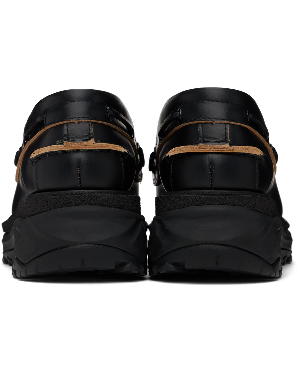 Sacai Leather Boat Shoes in Black for Men | Lyst
