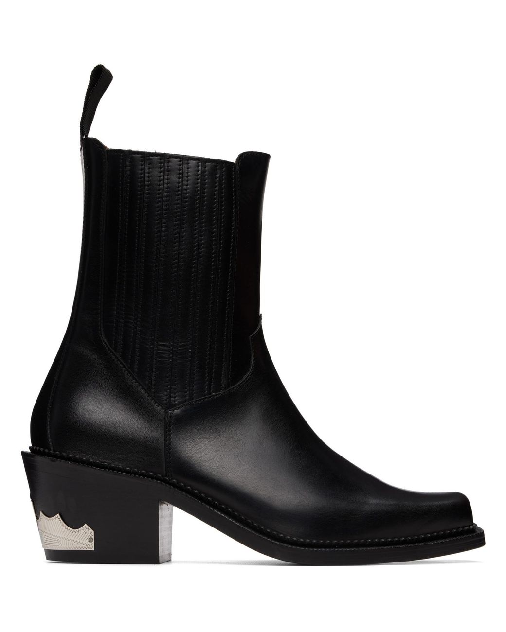 Toga Virilis Black Hard Leather Chelsea Boots for men