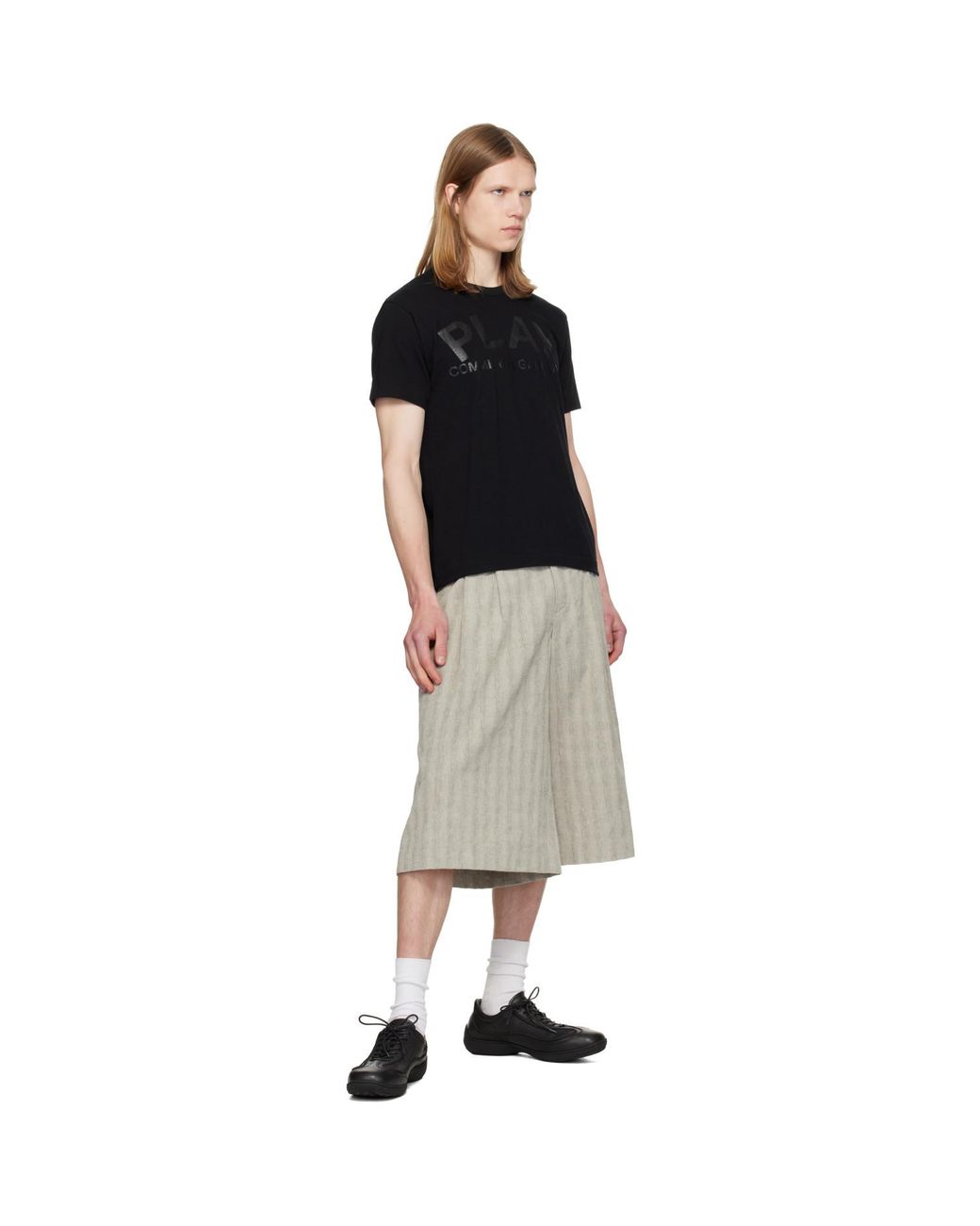 COMME DES GARÇONS PLAY Black Logo Text T-Shirt for men