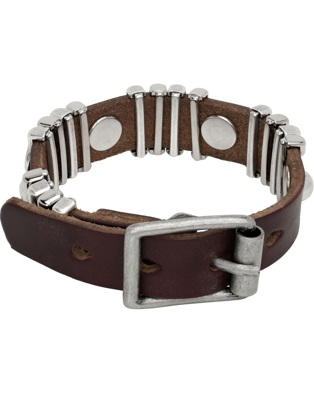 Our Legacy Burgundy Wave Leather Bracelet in Black for Men
