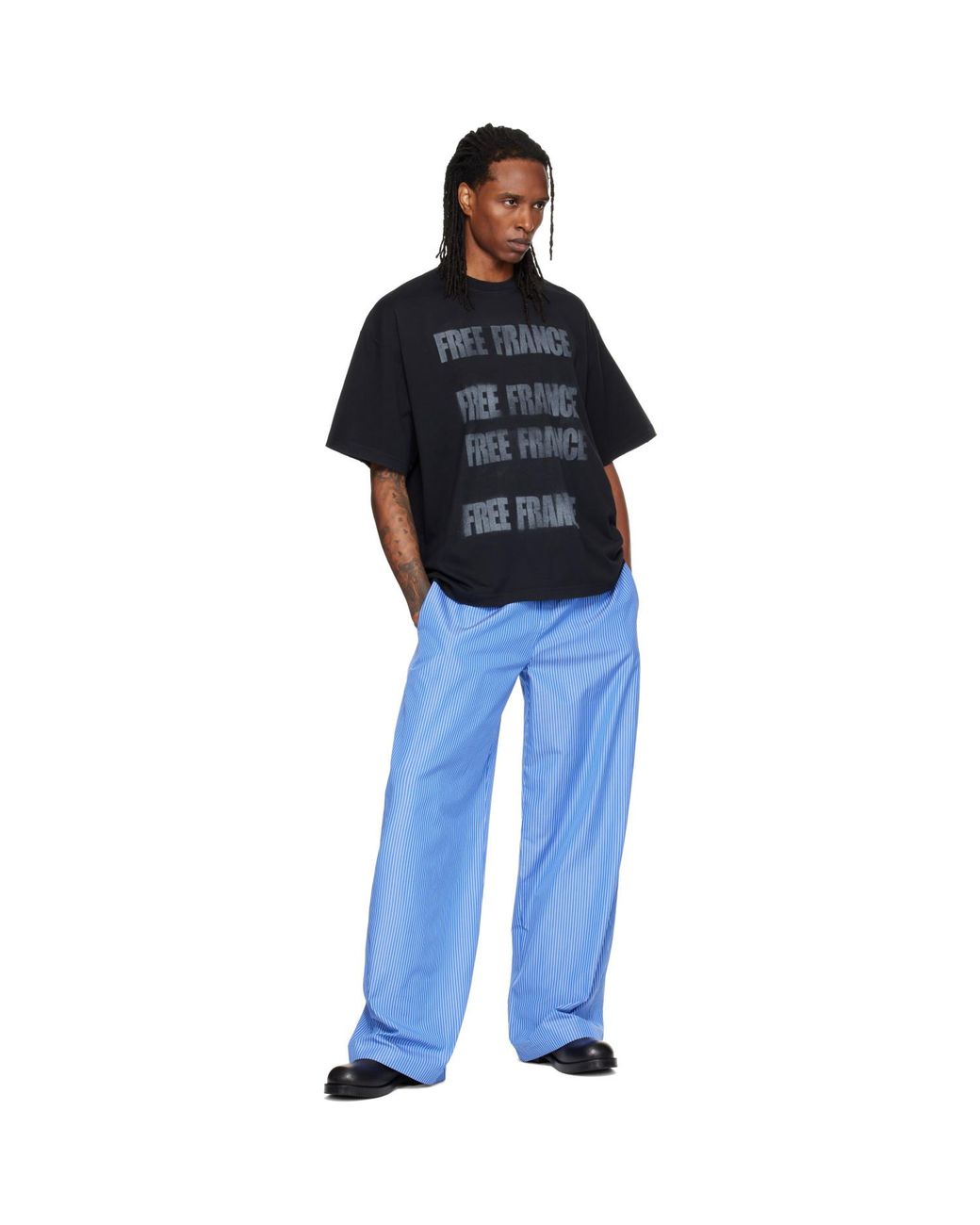 Vetements Black Boxy 'Free France' T-Shirt for men