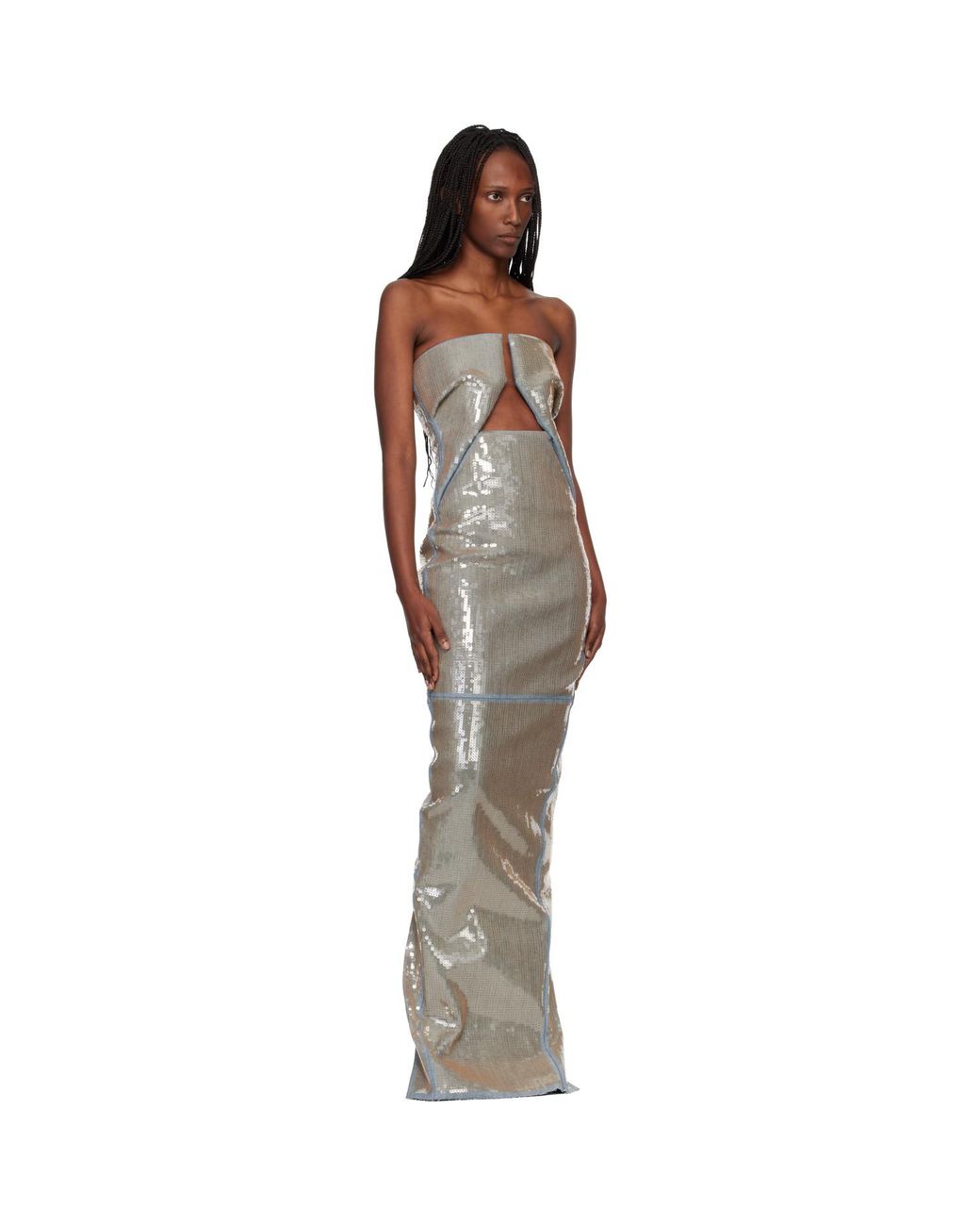 Rick Owens Black Temple Prong Denim Maxi Dress