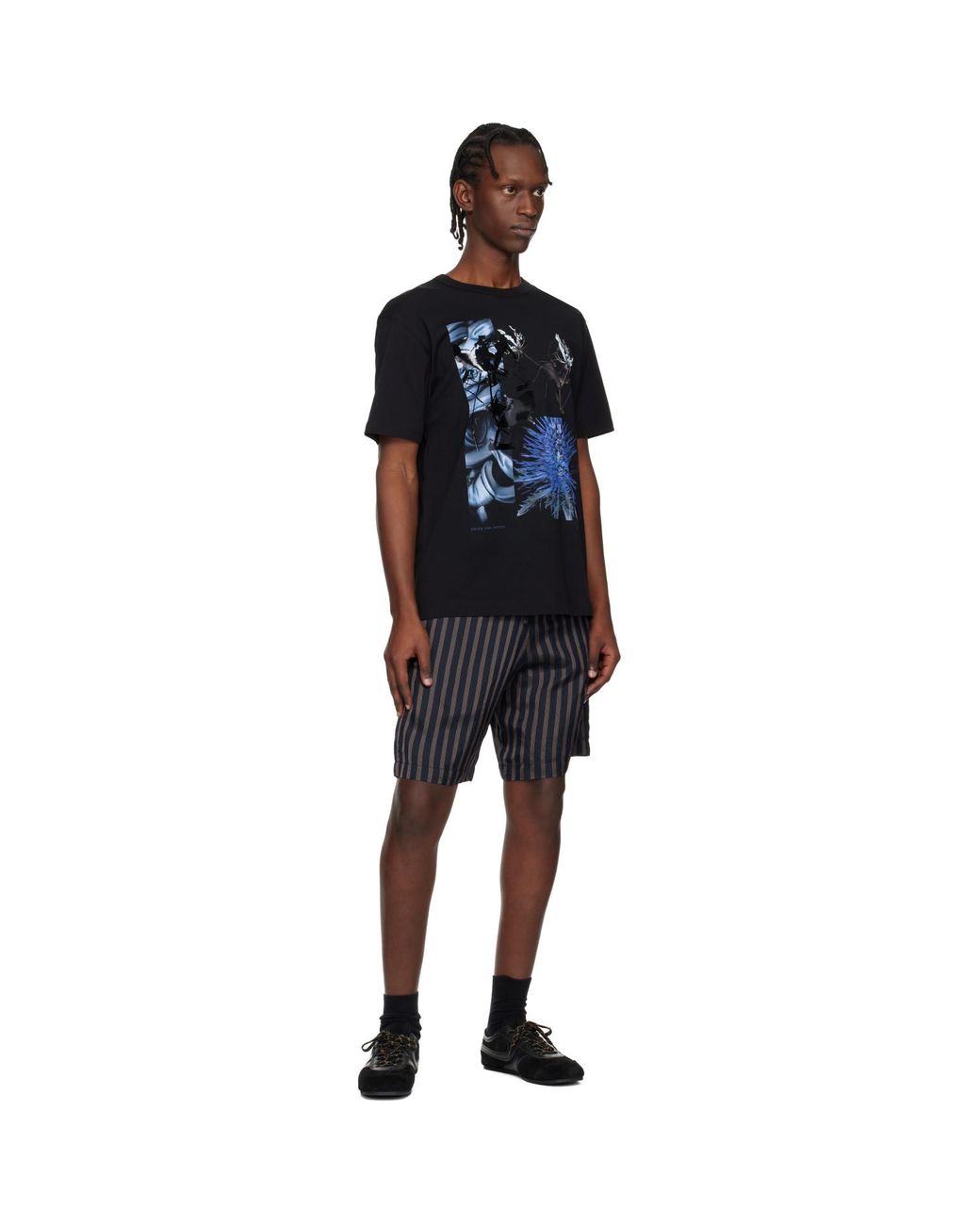 Dries Van Noten Black Cupro Shorts for men