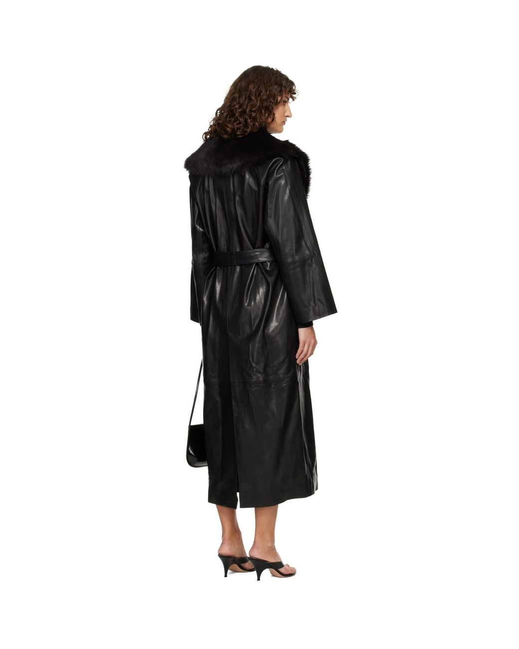 Nour Hammour Black Briona Leather Coat