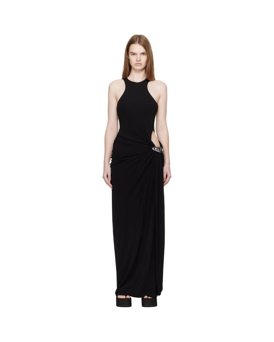 Casablanca Black Draped Maxi Dress