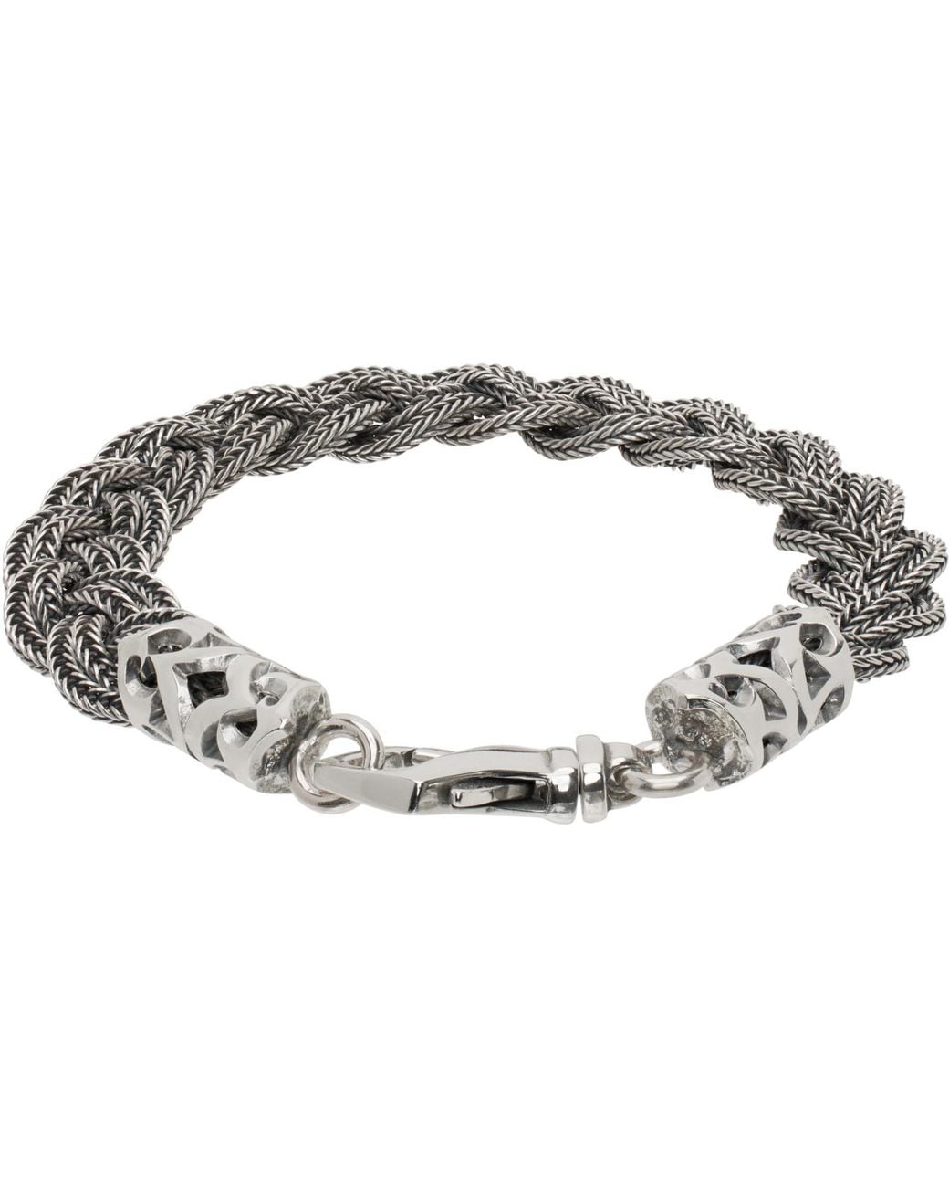 Emanuele Bicocchi Metallic Flat Braided Bracelet for men