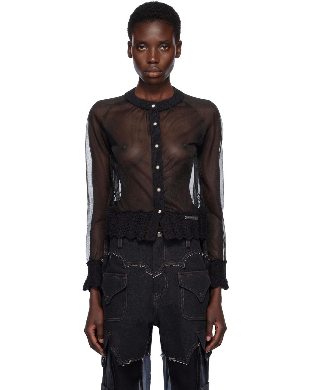 ANDERSSON BELL Sheer Knit Cardigan in Black | Lyst UK