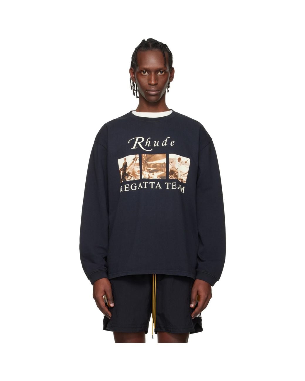 Rhude Blue Usvi 'Regatta' Tour Ls T-Shirt for men
