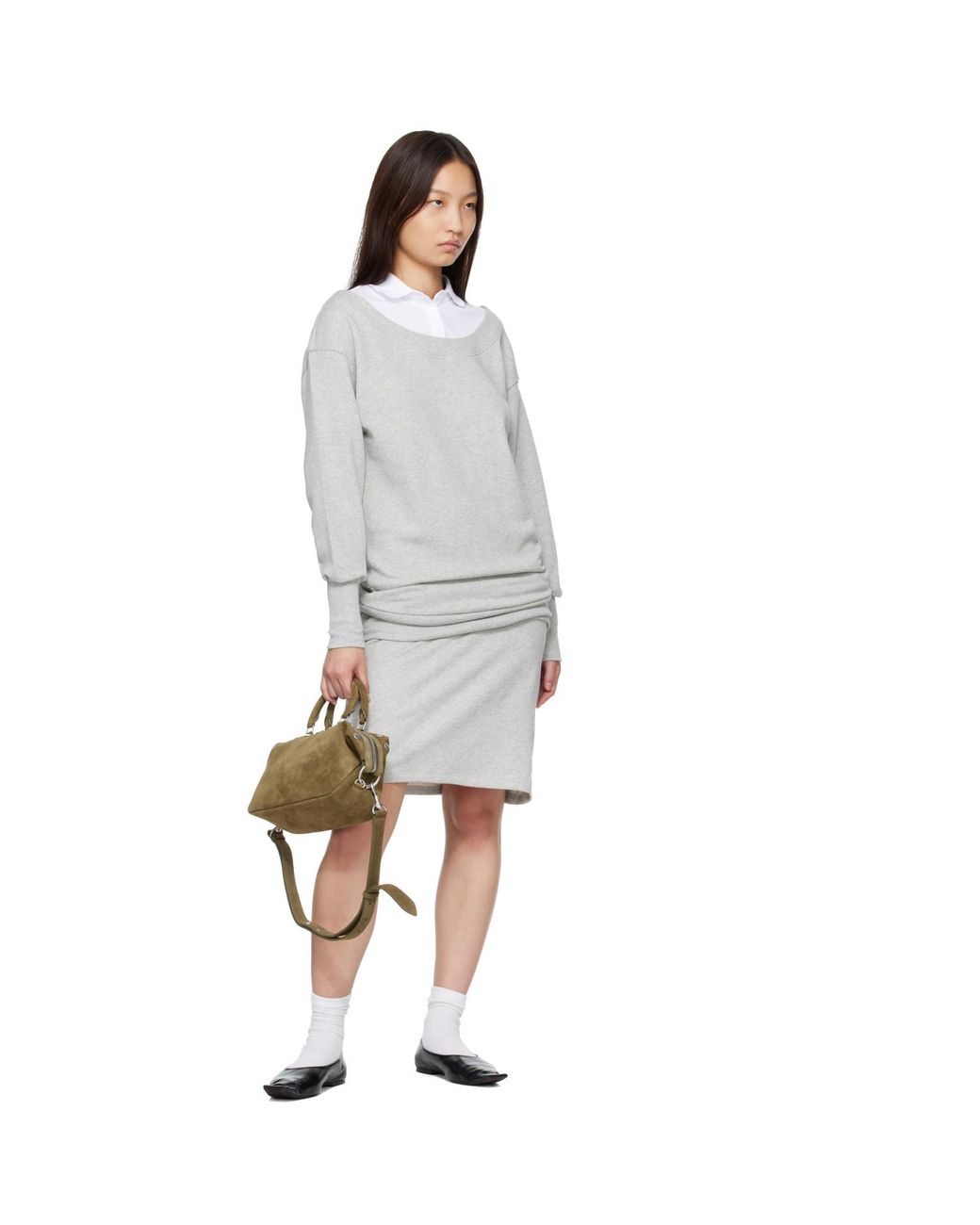 MARGE SHERWOOD Metallic Khaki Dumpling Stud Mini Bag