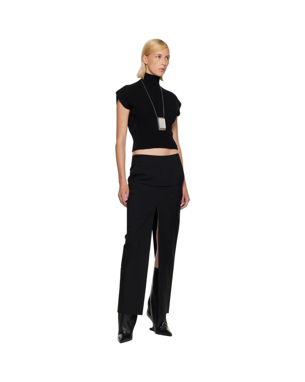 Rick Owens Black Tower Sliced Maxi Skirt