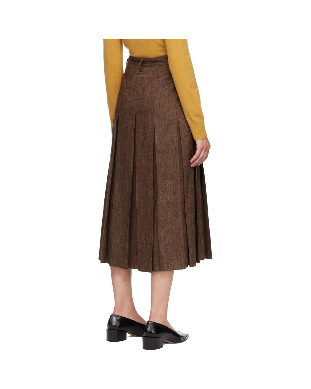 MM6 by Maison Margiela Brown Mottled Wool Midi Skirt