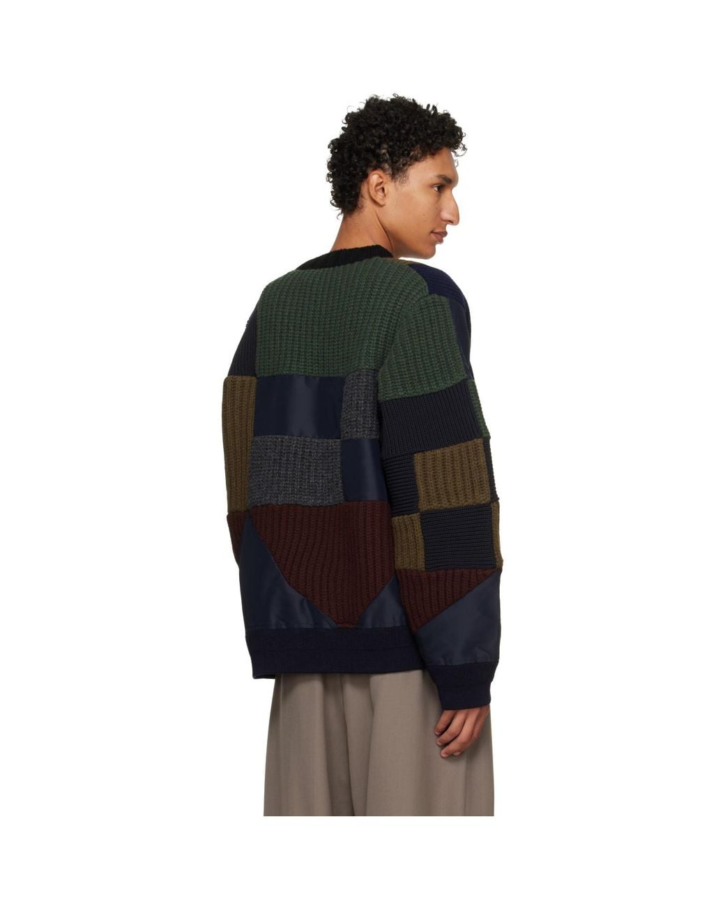 Sacai Black A.P.C. Edition Quilts Knit Sweater for men