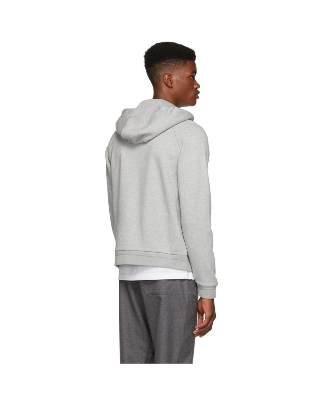 Moncler Grey Maglia Zip Hoodie in Gray for Men | Lyst