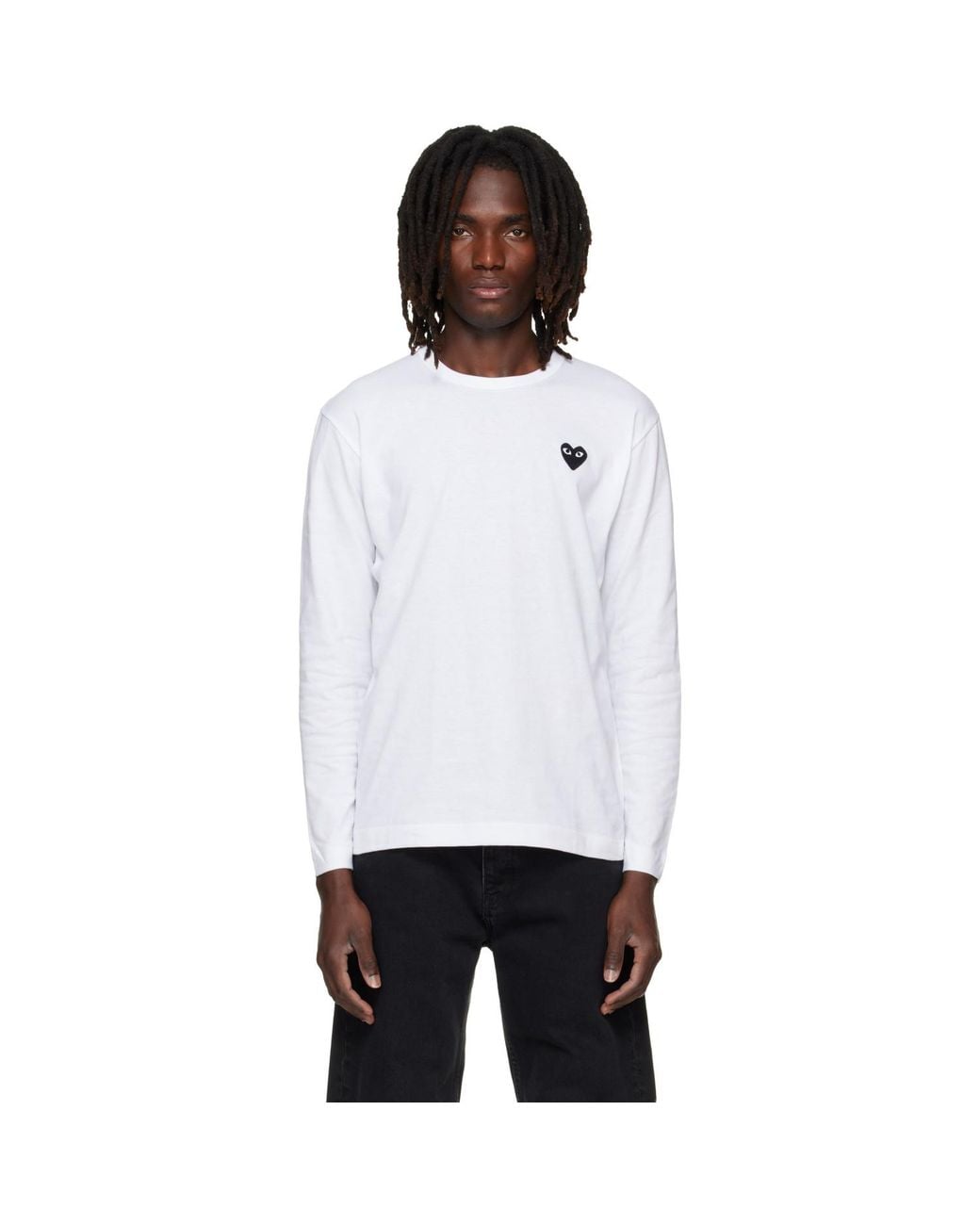 COMME DES GARÇONS PLAY White Heart Emblem Long Sleeve T-Shirt for men