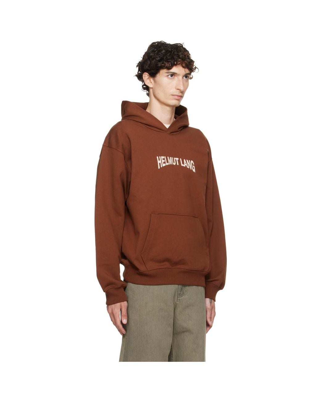 Helmut Lang Brown Ticket Logo Hoodie for men