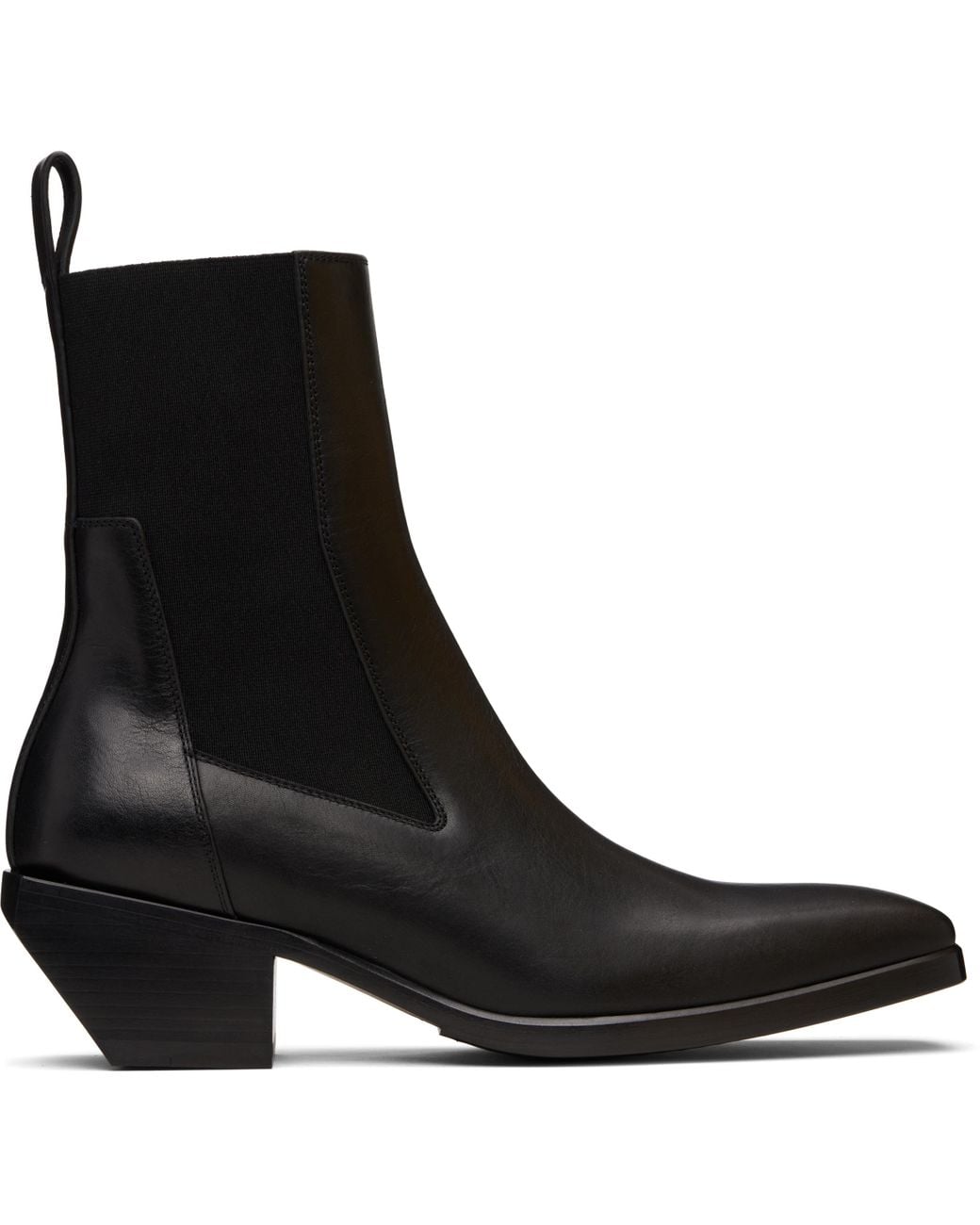 Rick Owens Concordians Heeled Sliver Chelsea Boots in Black for