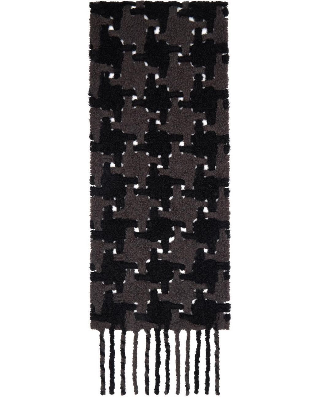 【AcneStudio】HOUNDSTOOTH SCARF IN WHITE AND BLACK Acne Studios Scarf in White & Black | FWRD