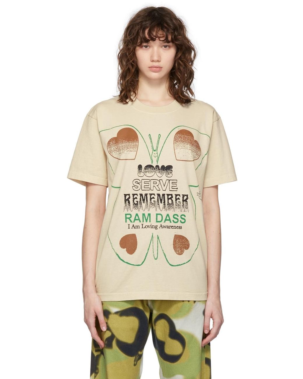 Indeholde Frivillig Bære ONLINE CERAMICS Ram Dass Edition 'butterfly Servant' T-shirt in Natural |  Lyst UK
