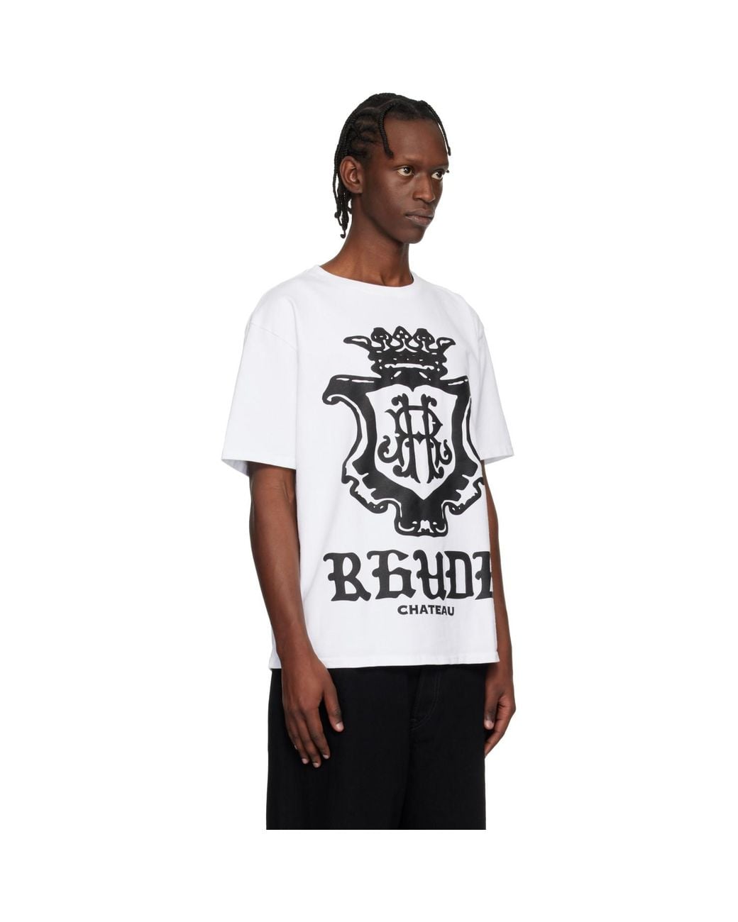 Rhude Black Oversized Chateau Crest T-Shirt for men