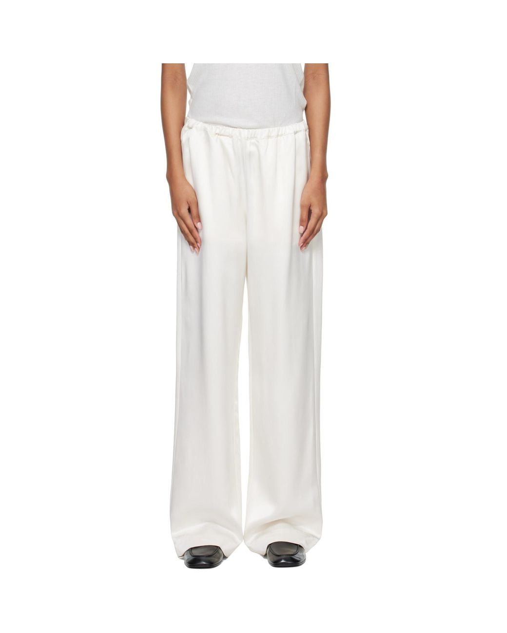Rohe White Relaxed Fit Satin Trousers