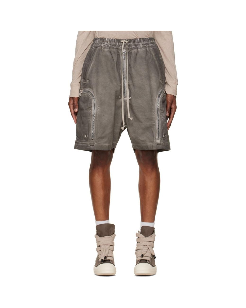 Rick Owens Gray Tower Bauhaus Denim Shorts for men