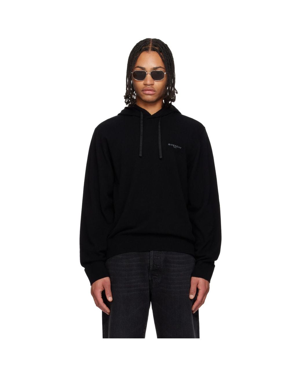 Givenchy Black Wool & Cashmere Embroidered Hoodie for men