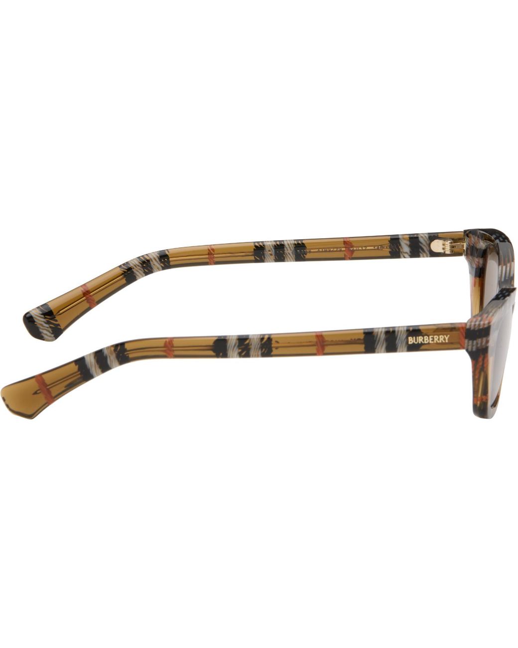 Burberry Brown Check Rectangle Sunglasses