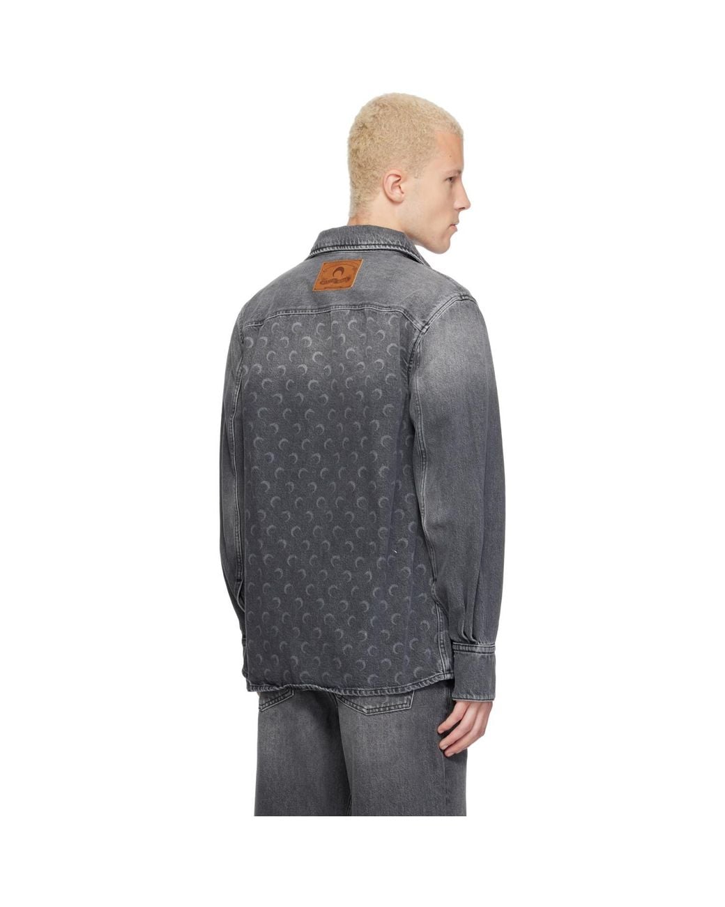 MARINE SERRE Gray Moon Laser Wash Ls Denim Shirt for men