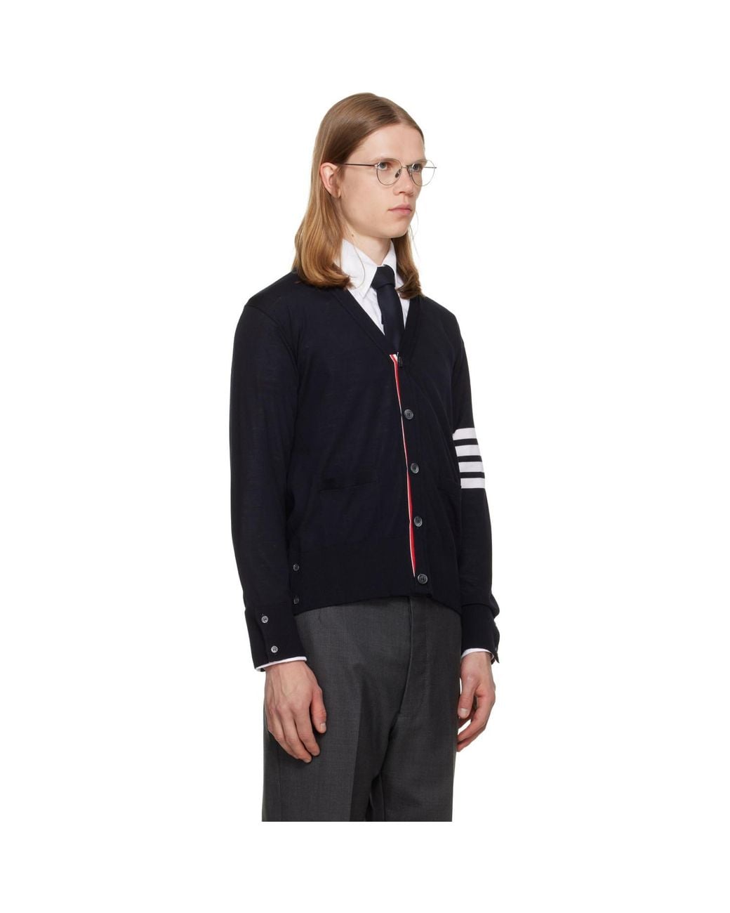 Thom Browne Black Merino Wool 4-Bar Classic Cardigan for men