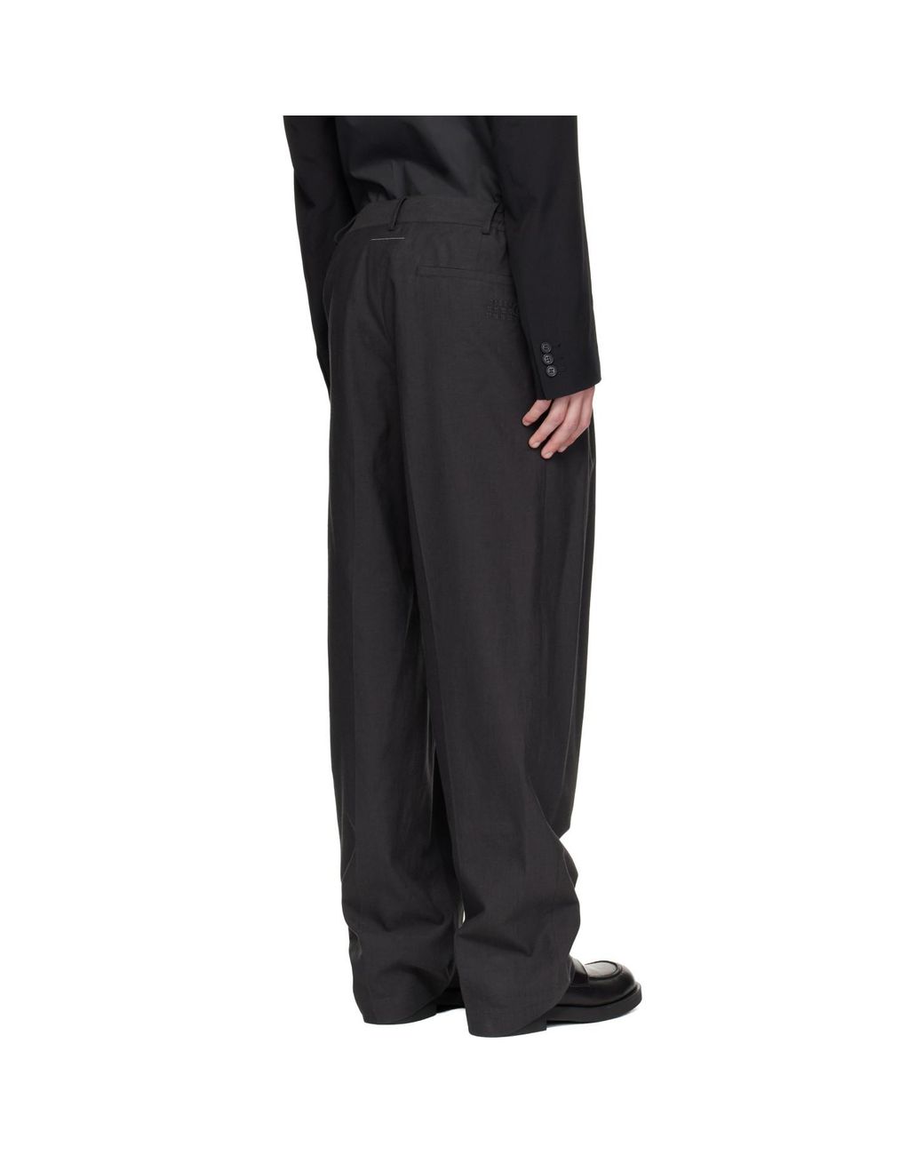 MM6 by Maison Margiela Black Wool Twill Trousers for men