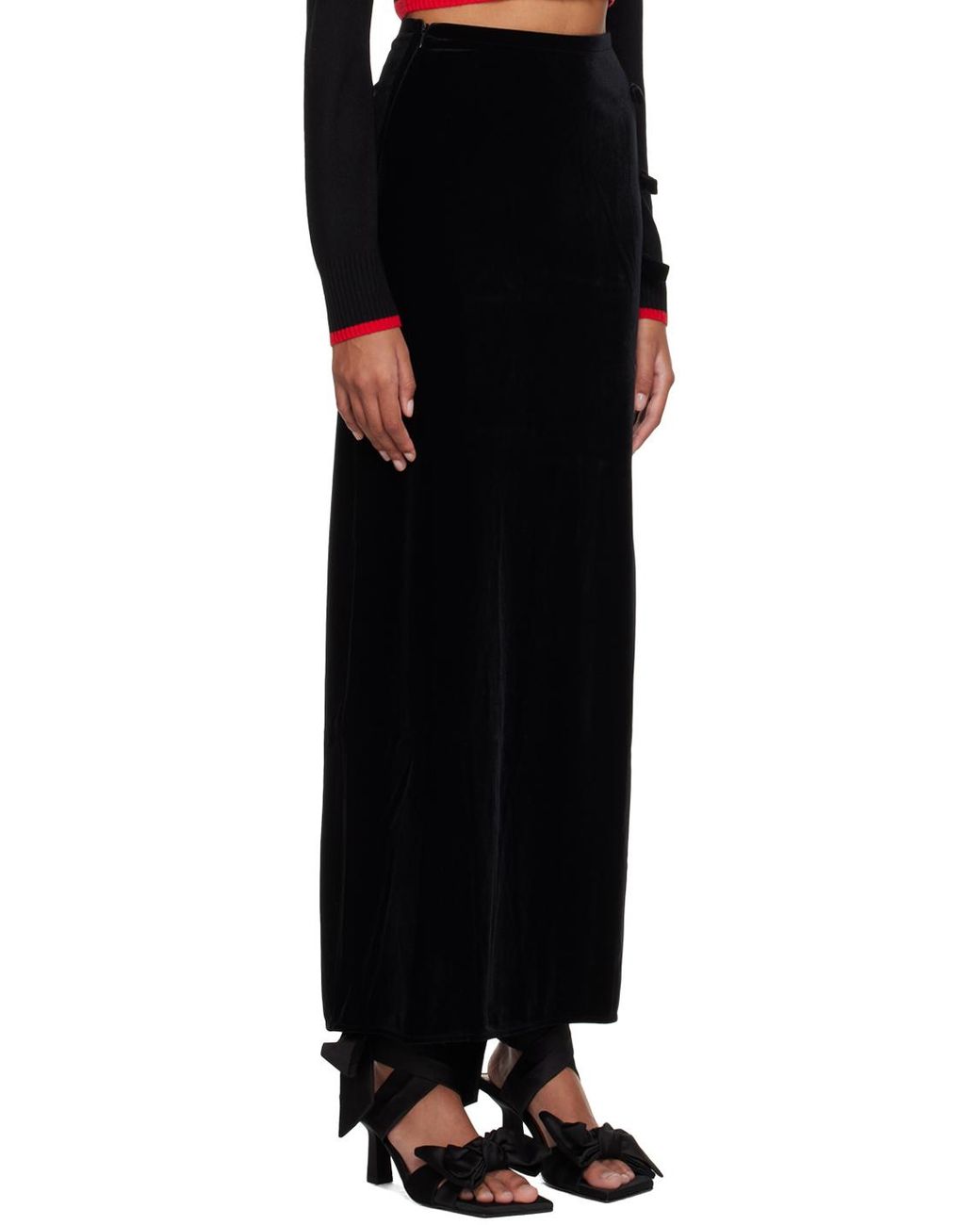 Jupe longue noire à boucles Ganni en coloris Black