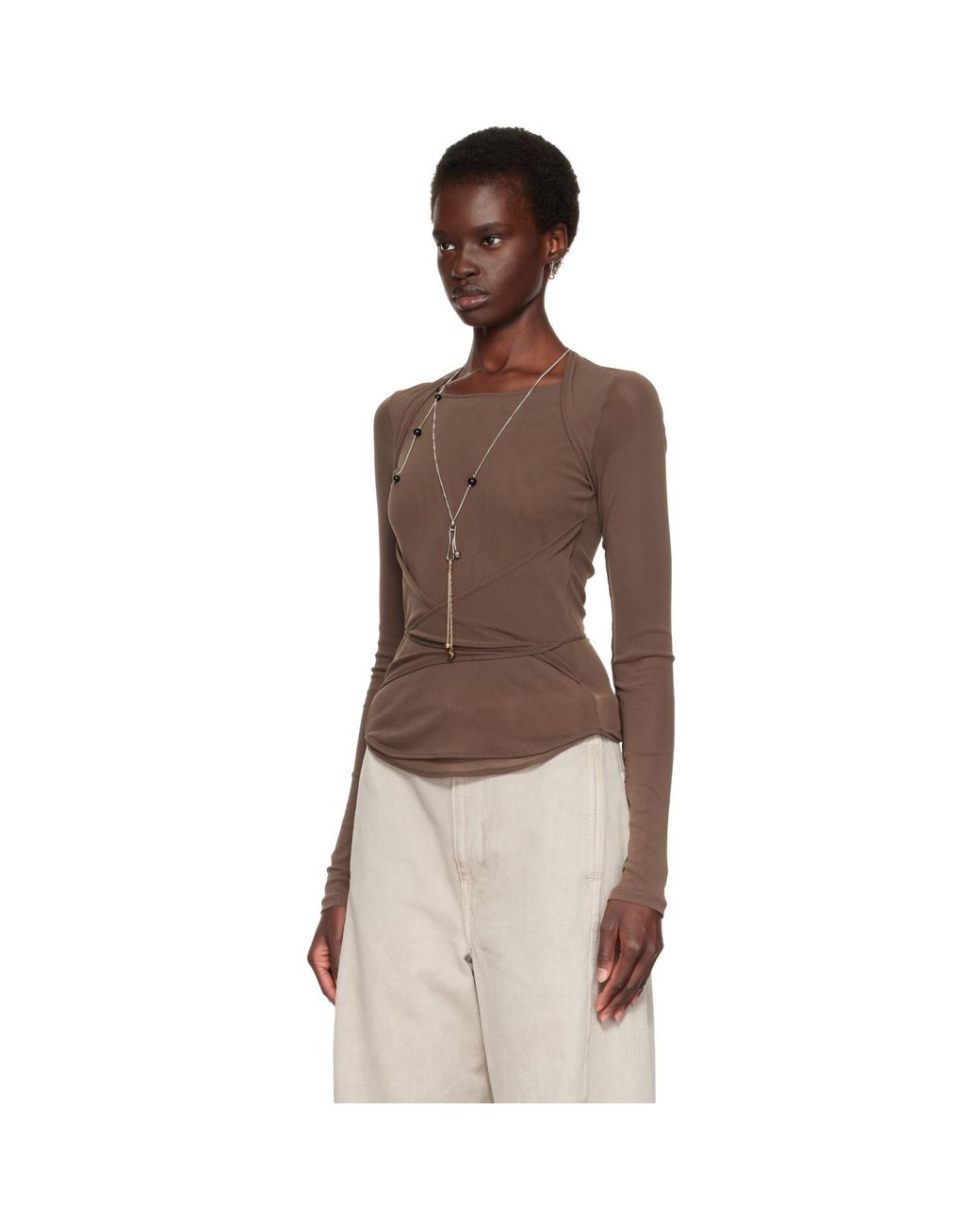 Lemaire Brown Ballerina Wrap Blouse