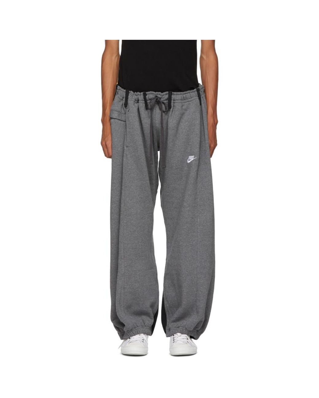 Bless Cotton Grey Panelled Overjogging Jean Lounge Pants in Gray 