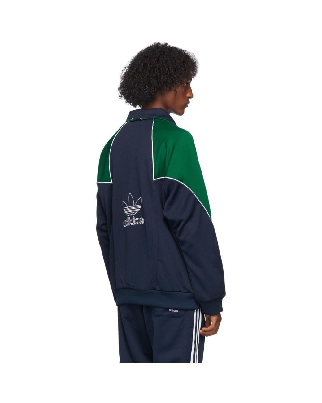 adidas Originals Navy And Green Trefoil Abstract Jacket in Blue for