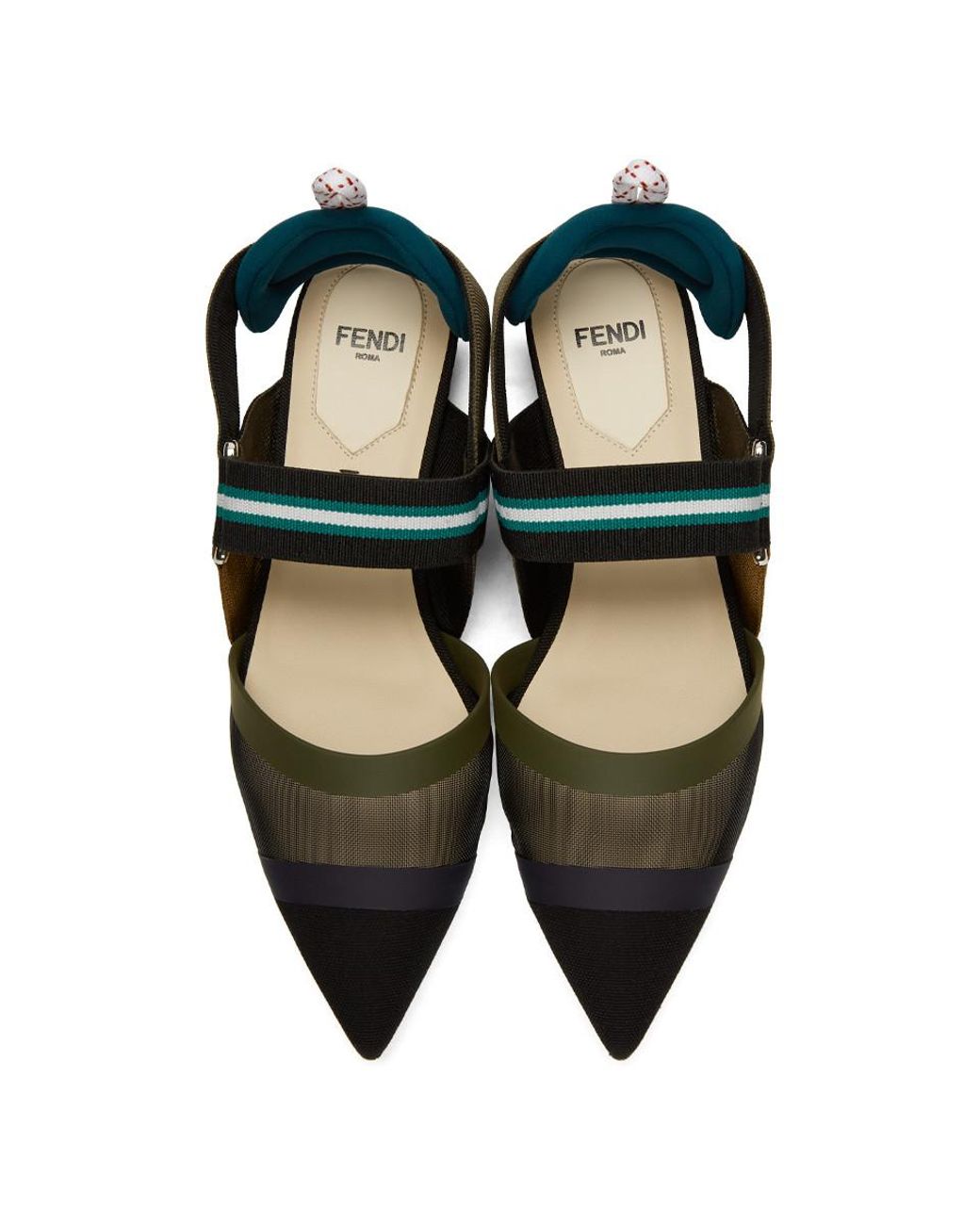 Fendi Leather Black Mesh Colibri Ballerina Flats | Lyst