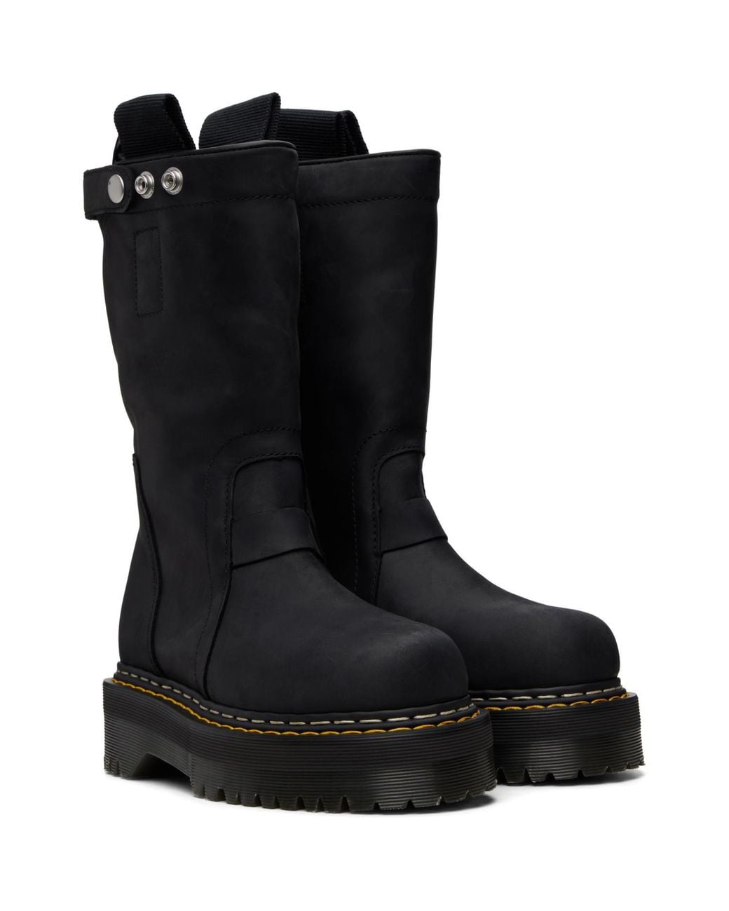 Rick Owens Black Dr. Martens Edition Quad Sole Pull On Boots for men