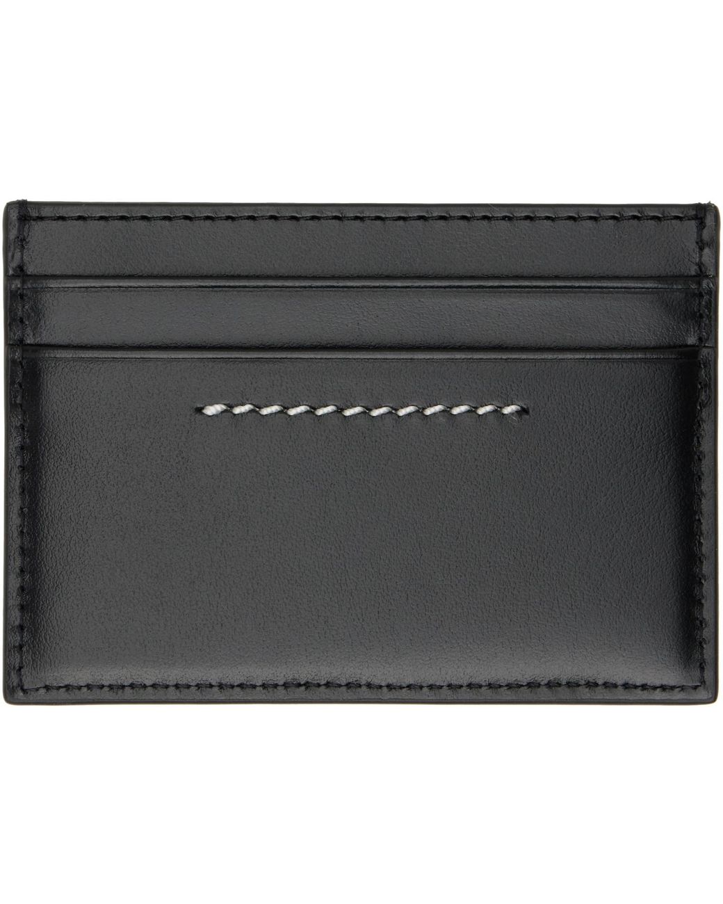 MM6 by Maison Margiela Black Leather Card Holder for men