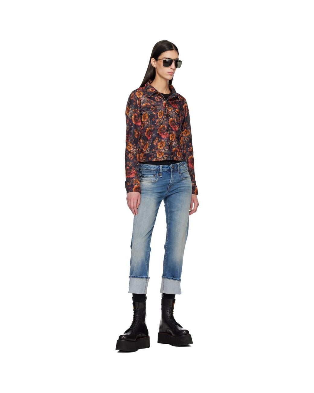 R13 Orange Skinny Denim Trucker Jacket