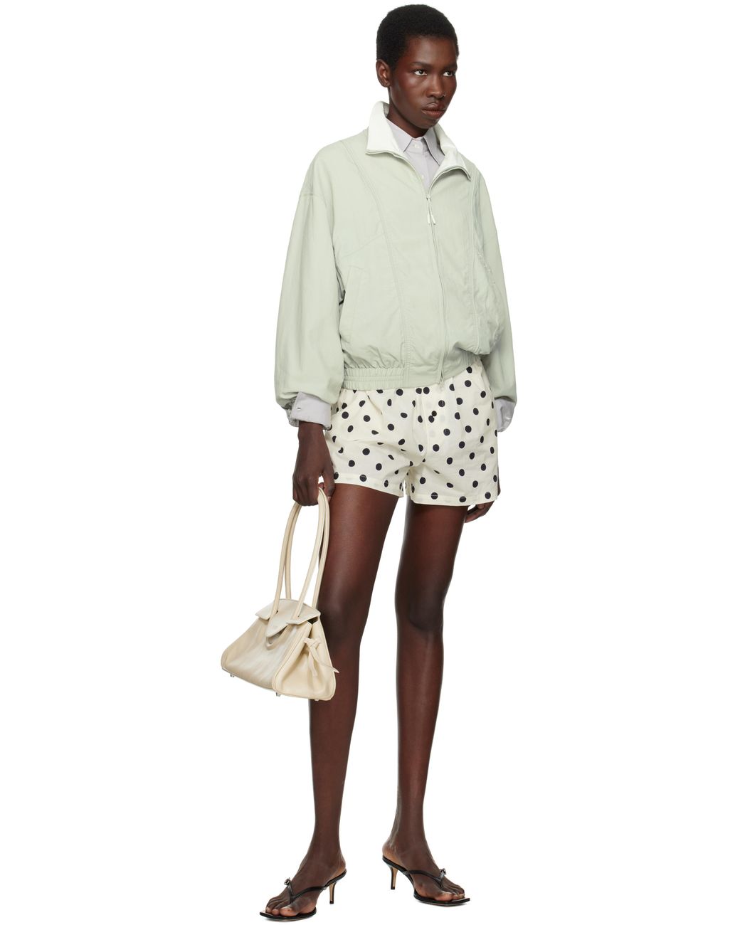 Aeyde Black Leigh Leather Toe-Post Heeled Sandals