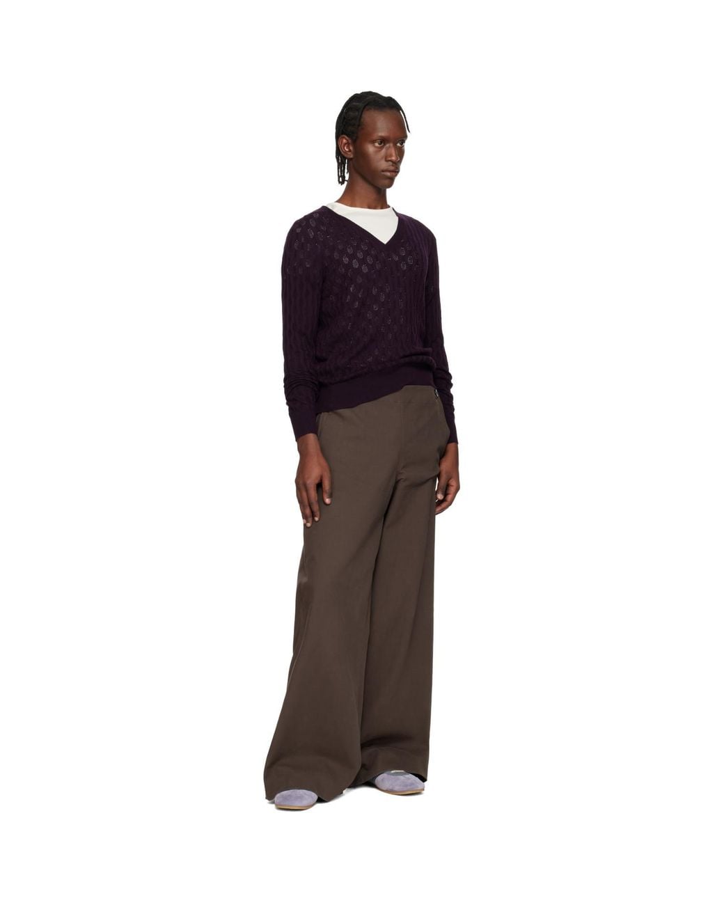 Dries Van Noten Blue Open-Knit Sweater for men